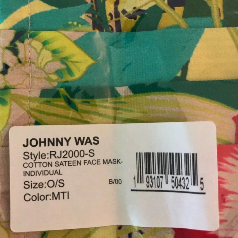 Johnny Was Cotton Sateen 1 Face Mask New With Tag Original Package
